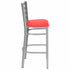 Chivari Ladder Back Bar Stool with Silver Frame and Red Vinyl Seat BLMSVR-ZF-KT