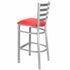 Chivari Ladder Back Bar Stool with Silver Frame and Red Vinyl Seat BLMSVR-ZF-KT