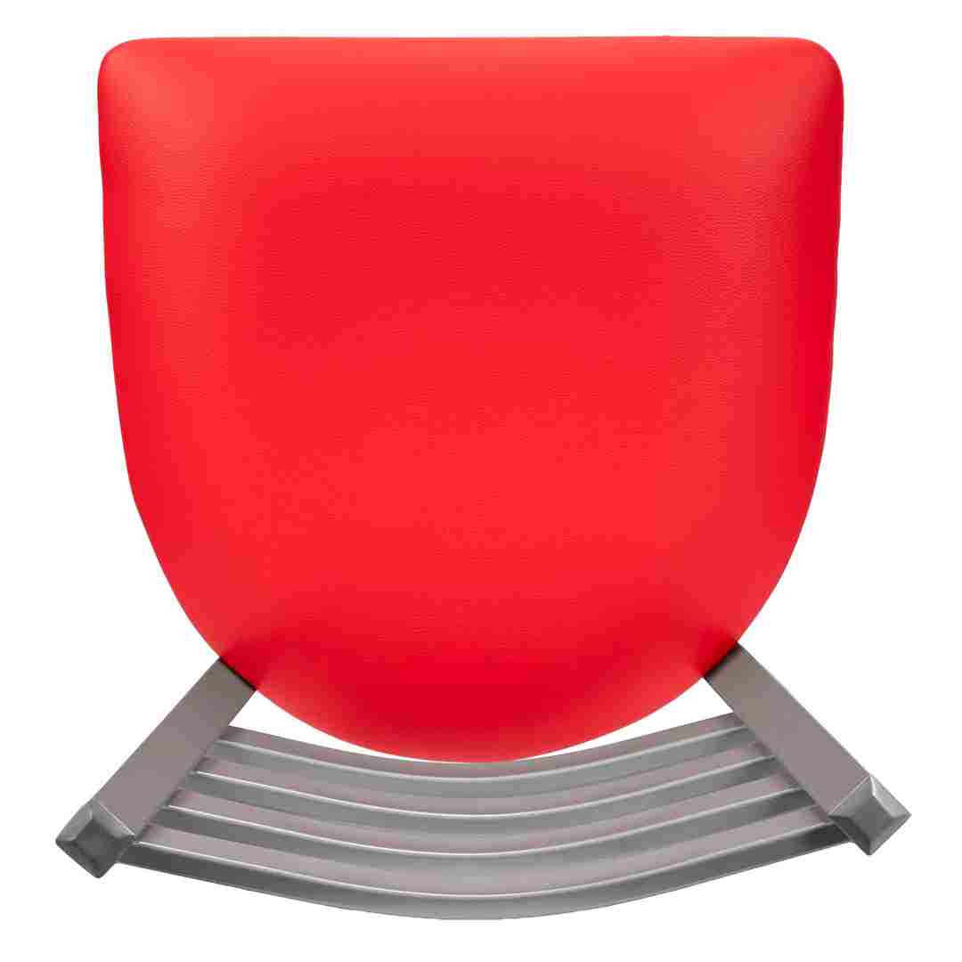 Chivari Ladder Back Bar Stool with Silver Frame and Red Vinyl Seat BLMSVR-ZF-KT