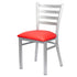 Chivari Ladder Back Restaurant Chair with Silver Frame and Red Vinyl Seat CLMSVR-ZF-KT