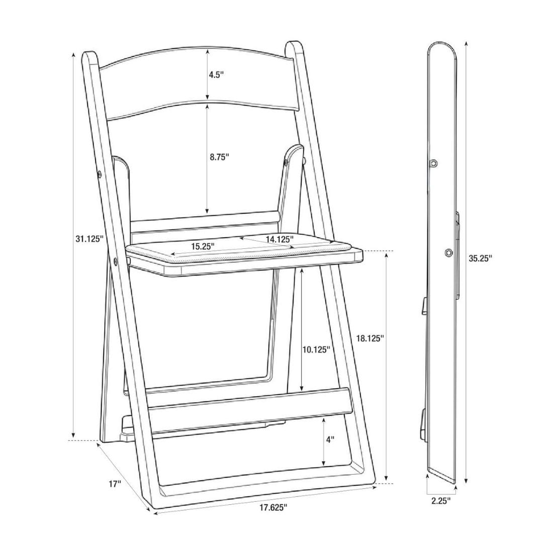 ChairMates White Grass and Sand Series Resin Folding Chair with White Vinyl Cushion and Stainless Steel Hardware CFRWGS-AX-T
