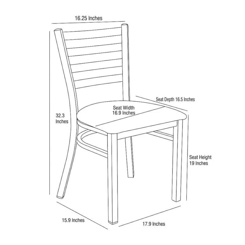 Chivari Silver Ladder Back Restaurant Chair with White Vinyl Seat CLMSVWH-ZF-KT