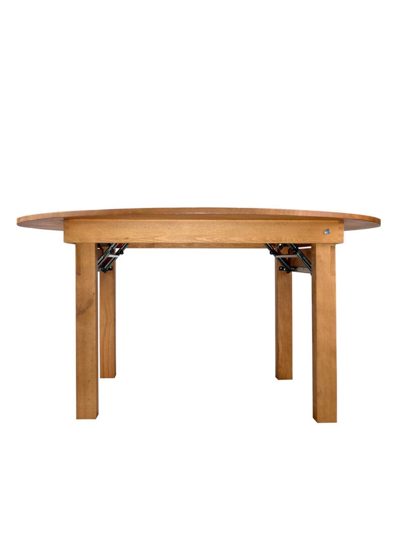 Chivari 60" (5 Foot) Chestnut Finish Round Farm Table TFARMRD60-CHESTNUT-S-LEG-AX-T