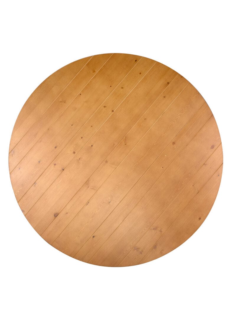 Chivari 60" (5 Foot) Chestnut Finish Round Farm Table TFARMRD60-CHESTNUT-S-LEG-AX-T