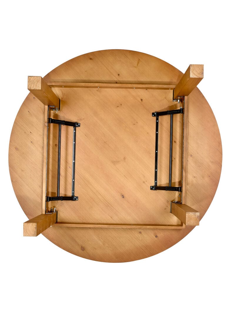 Chivari 60" (5 Foot) Chestnut Finish Round Farm Table TFARMRD60-CHESTNUT-S-LEG-AX-T