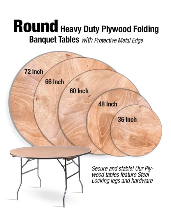 Chivari Kids 48" (4 Foot) Round Heavy Duty Plywood Folding Banquet Table TPLYRD48M-KID-AX-T