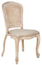 Chivari Natural White Washed Resin Royal Chair with Beige Tweed Fabric Seat and White Washed Rattan Back Similar to Louis Pop Style - York CRRNWBNWR-ZG-T