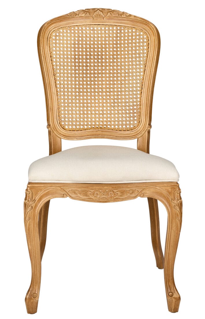 Chivari Natural Resin Royal Chair with Ivory Fabric Seat and Natural Rattan Back Similar to Louis Pop Style - Ranier CRRNINR-ZG-T