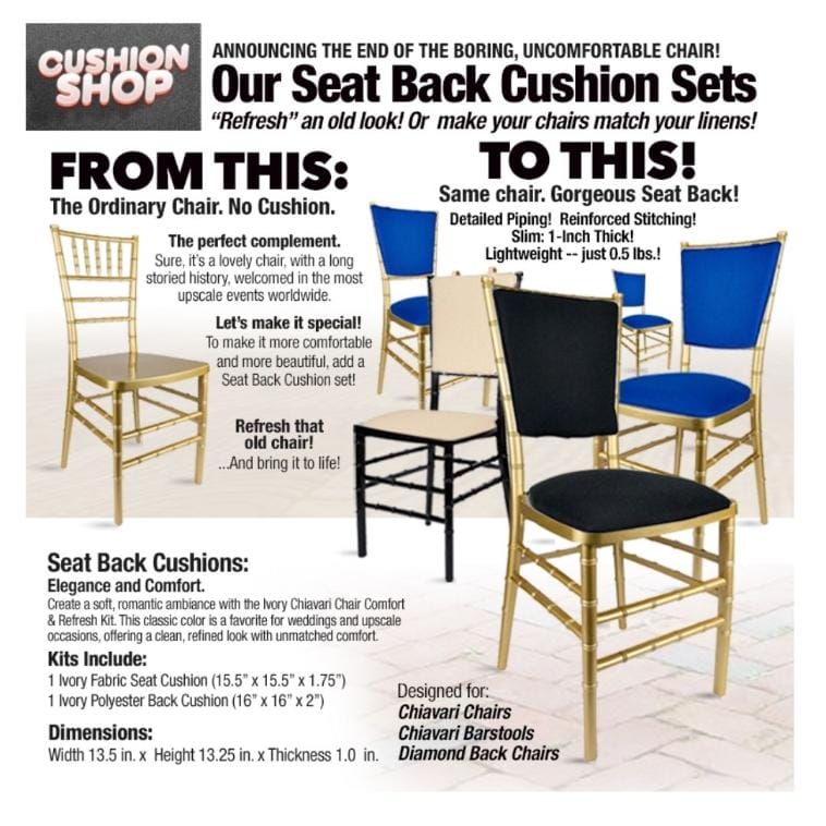 Chivari Royal Blue Chiavari Chair Comfort Upgrade Kit with SlipNot™ Technology CUSHCBK-PNB-RB-A