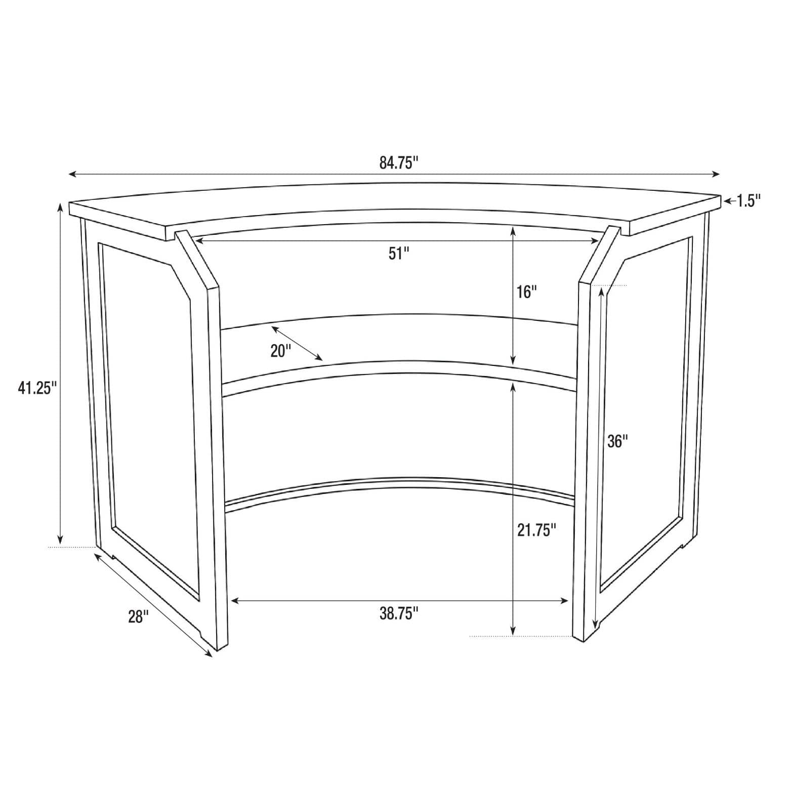 Chivari 7' Sage Green 3 Panel Quarter Round Serpentine Bar with HPL Top BAR-SERP3-84KT-SG-AX-T