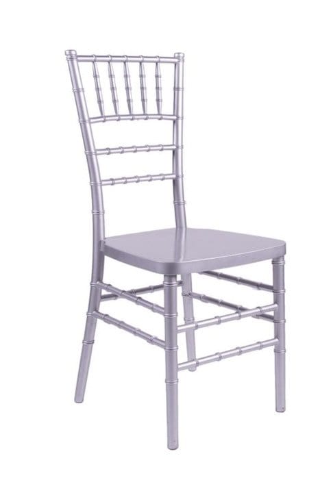 Chivari Silver Resin Steel Skeleton™ Chiavari Chair- 4 Pack - Some Assembly Required CCRS-U4-STEEL-AX-T-4