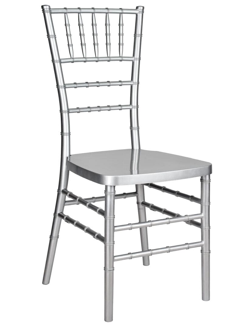 Chivari Silver Resin Steel Skeleton™ Chiavari Chair- 2 Pack - Some Assembly Required CCRS-U2-STEEL-AX-T-2