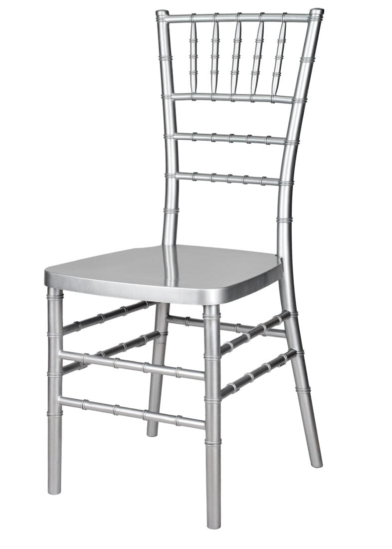 Chivari Silver Resin Steel Skeleton™ Chiavari Chair- 2 Pack - Some Assembly Required CCRS-U2-STEEL-AX-T-2