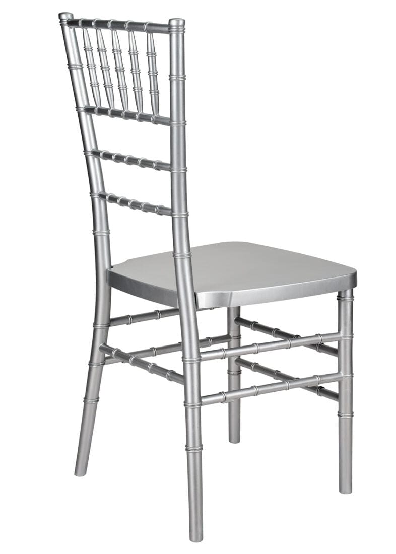 Chivari Silver Resin Steel Skeleton™ Chiavari Chair- 2 Pack - Some Assembly Required CCRS-U2-STEEL-AX-T-2