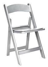 Silver ToughResin™ Folding Chair with Silver Vinyl Cushion