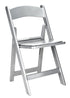 Chivari Silver ToughResin™ Folding Chair with Silver Vinyl Cushion CFRS-AX-T
