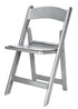 Chivari Silver ToughResin™ Folding Chair with Silver Vinyl Cushion CFRS-AX-T