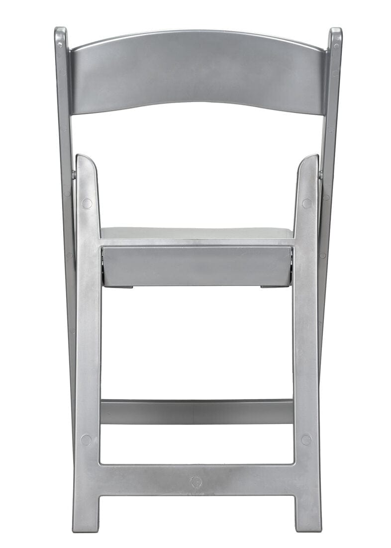 Chivari Silver ToughResin™ Folding Chair with Silver Vinyl Cushion CFRS-AX-T