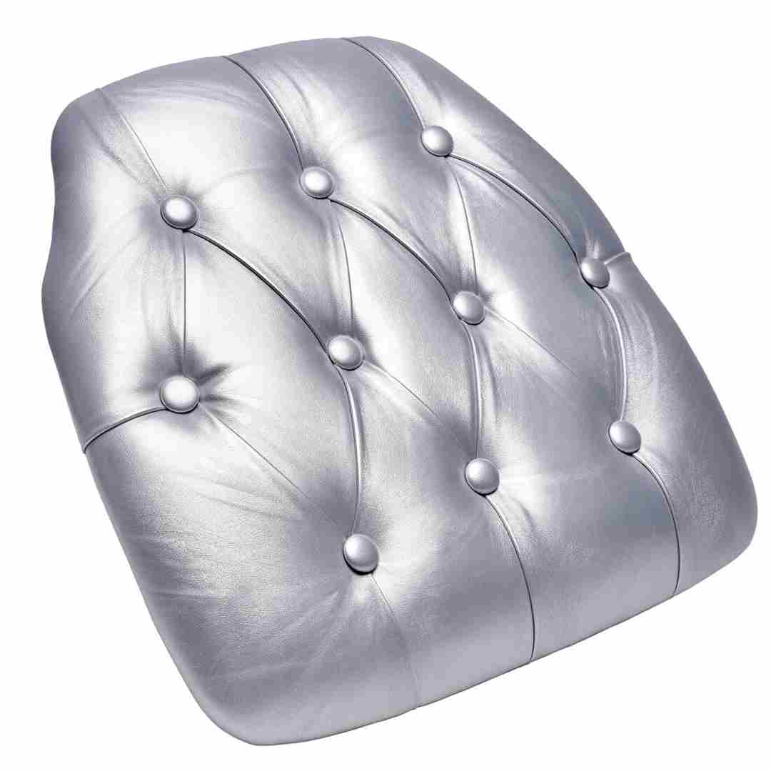 Chivari Silver 1.75" Thick Vinyl Tufted Panel Chiavari Chair Cushion CUSHPANVINTUFTSLV-AX-T