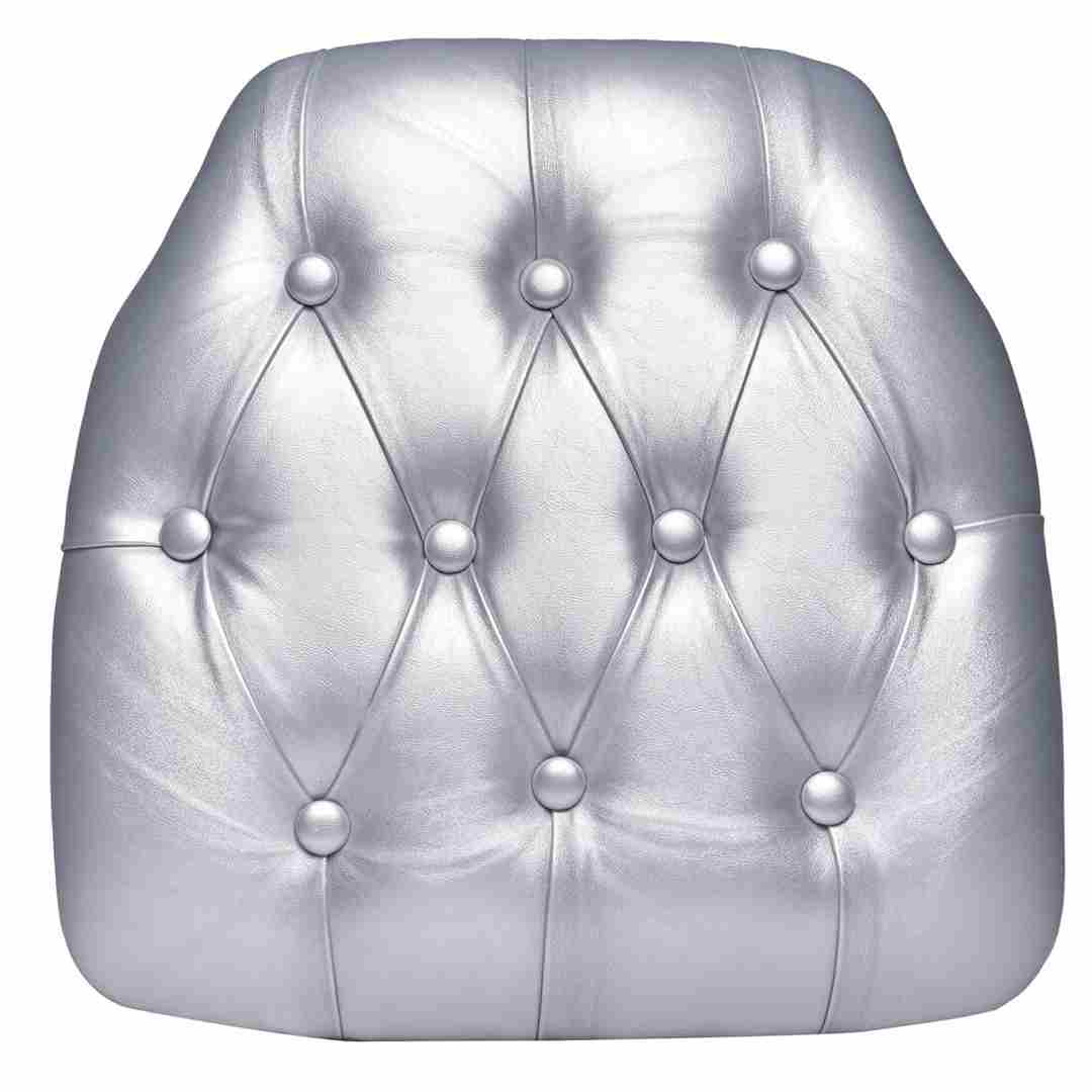 Chivari Silver 1.75" Thick Vinyl Tufted Panel Chiavari Chair Cushion CUSHPANVINTUFTSLV-AX-T