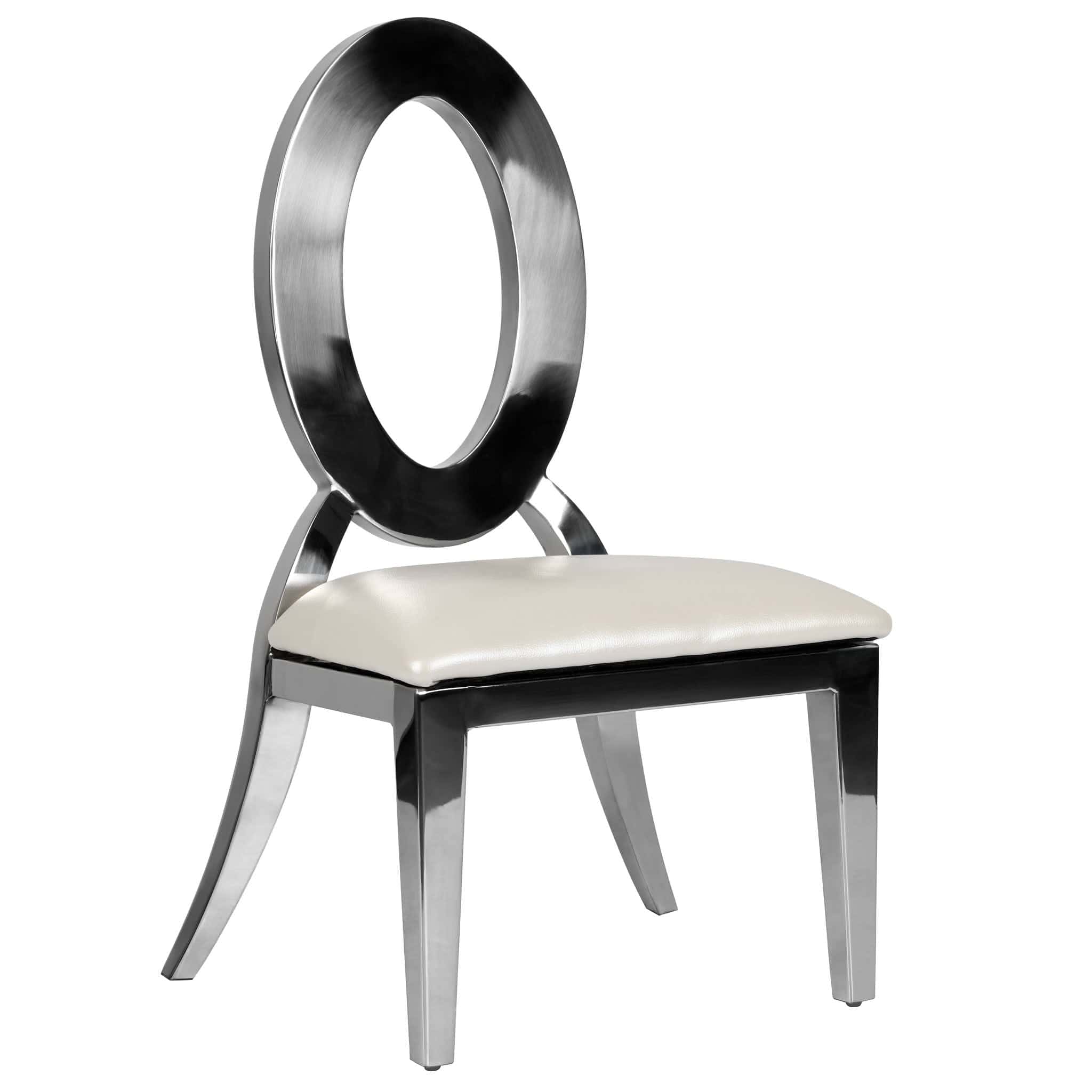 Chivari Kids Silver Frame Stainless Steel O Chair with White Vinyl Cushion COSSS-KID-AX-T