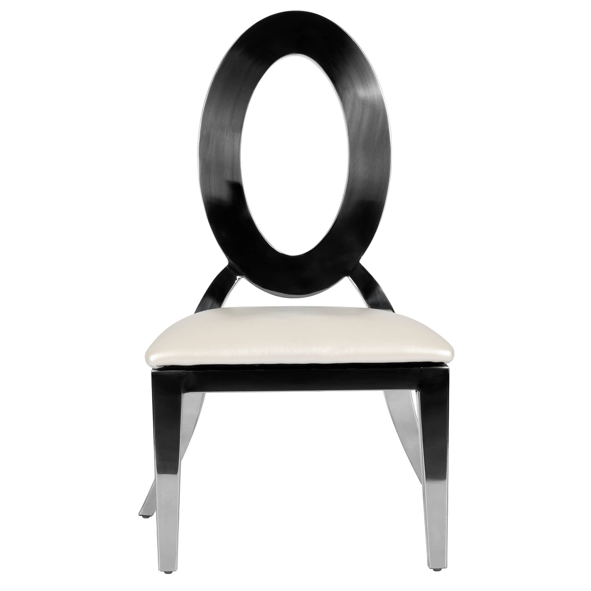 Chivari Kids Silver Frame Stainless Steel O Chair with White Vinyl Cushion COSSS-KID-AX-T