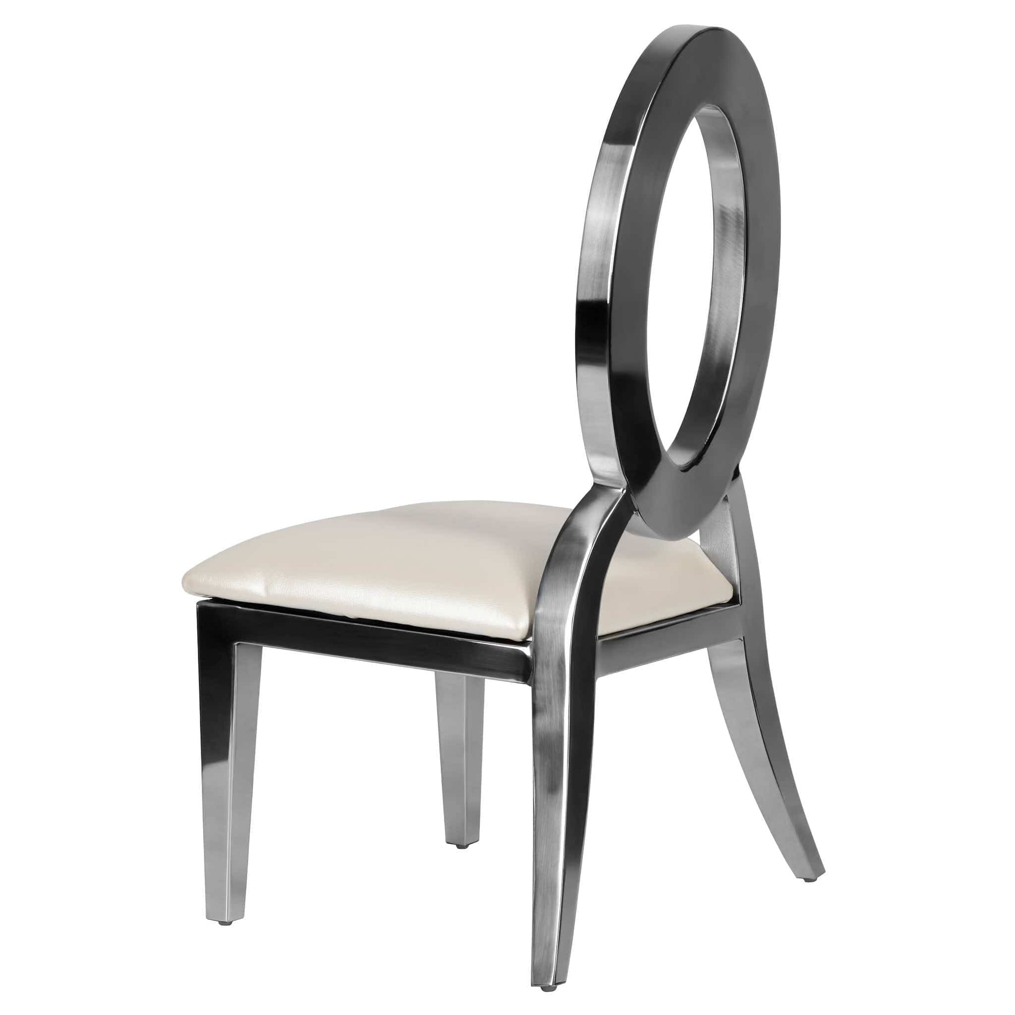 Chivari Kids Silver Frame Stainless Steel O Chair with White Vinyl Cushion COSSS-KID-AX-T