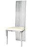 Chivari Silver Stainless Steel High Back Chair, Silver Frame, White Vinyl Seat CHBSSS-AX-T