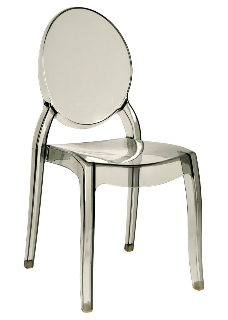 Chivari Smoke Clear Resin Oval Back Sophia Ghost Chair CGSRSM-ZG-T