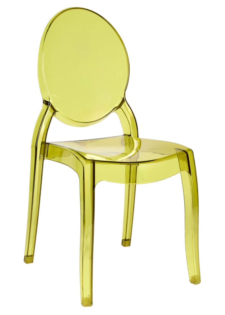 Chivari Vintage Green Clear Resin Oval Back Sophia Ghost Chair CGSRGR-ZG-T