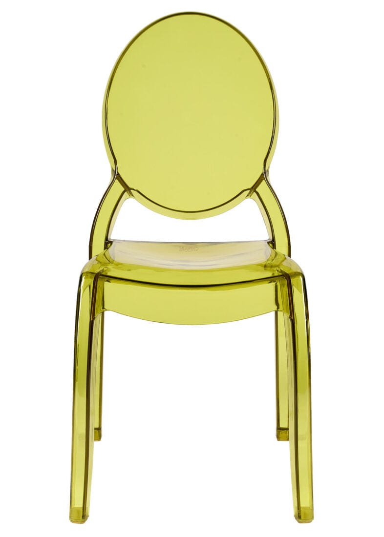 Chivari Vintage Green Clear Resin Oval Back Sophia Ghost Chair CGSRGR-ZG-T