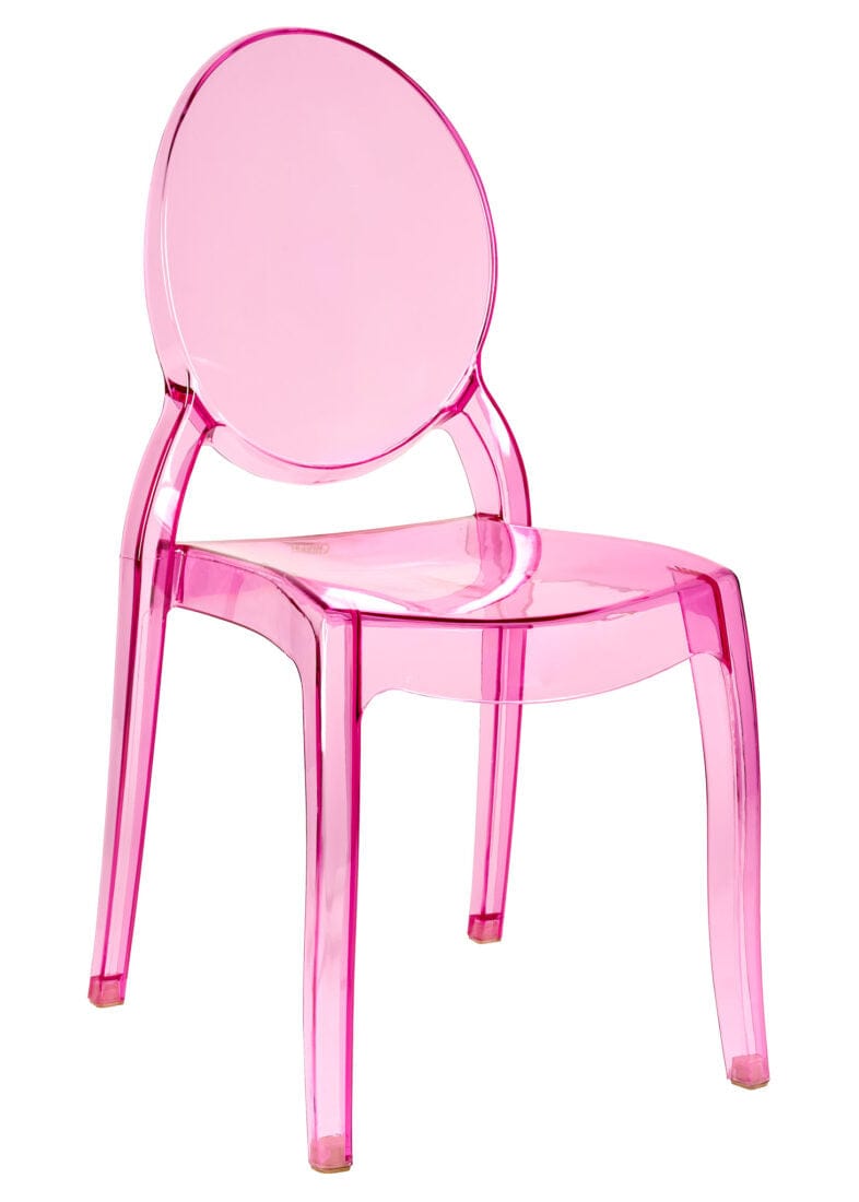 Chivari Fuchsia Clear Resin Oval Back Sophia Ghost Chair CGSRFU-ZG-T