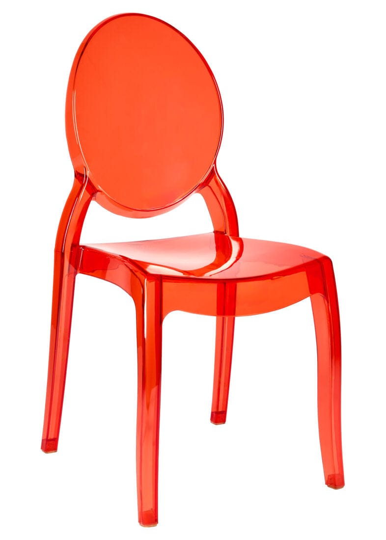 Chivari Red Clear Resin Oval Back Sophia Ghost Chair CGSRR-ZG-T