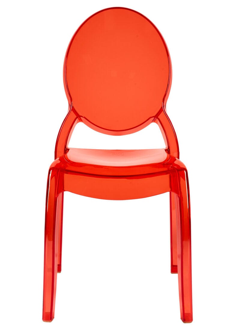 Chivari Red Clear Resin Oval Back Sophia Ghost Chair CGSRR-ZG-T