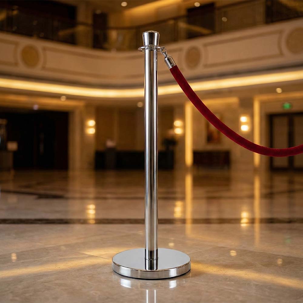Chivari Chrome Polished Stanchion, Includes Weighted Base, Base Cover and Pole with Crown STANCHCRM-KT-AX