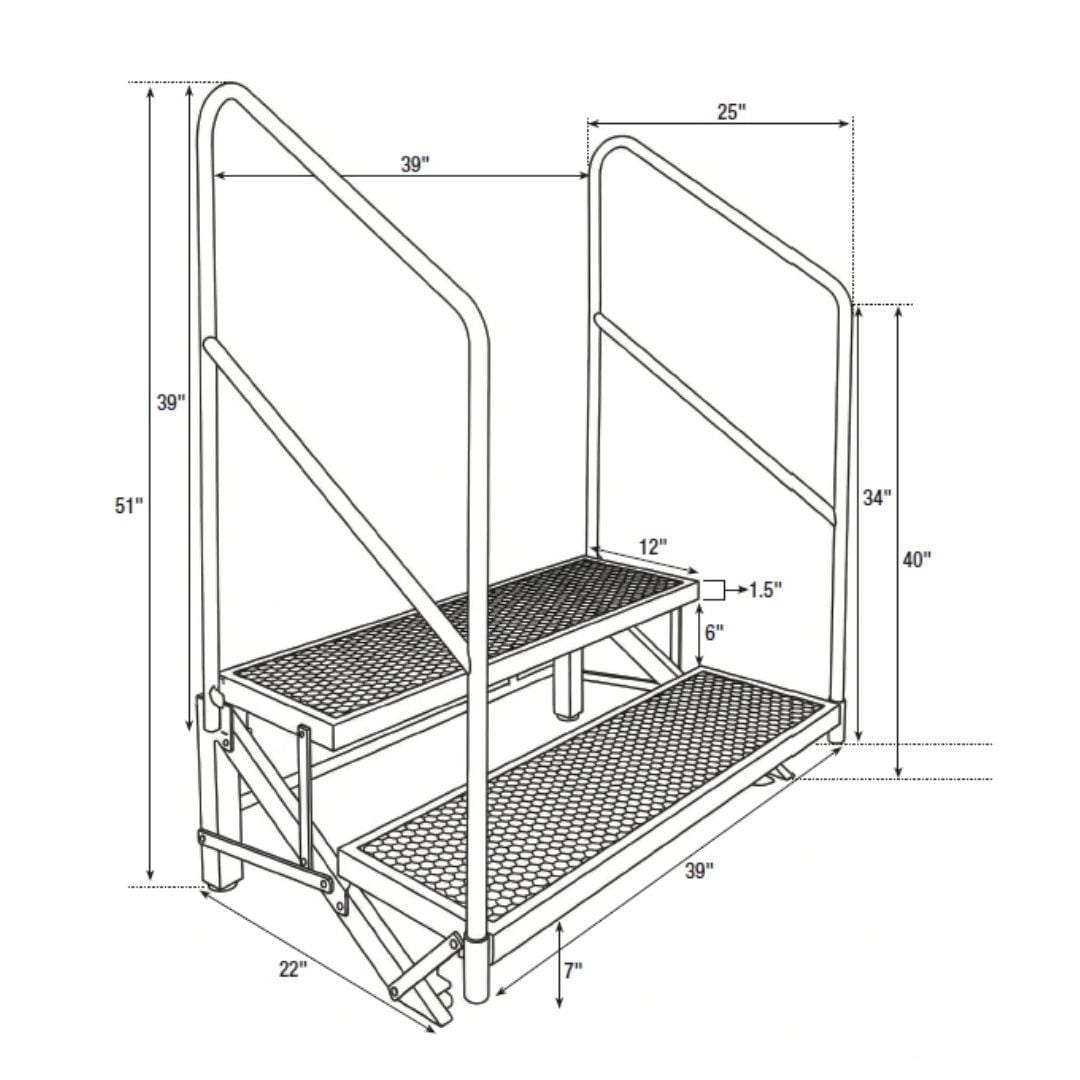 StandUp StandUp Portable Stage Steps with Rails - 2 Steps STG-STR2-AX