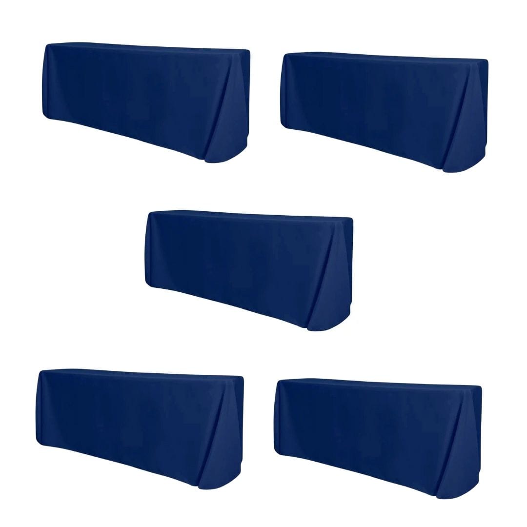 Chivari 5-Pack Navy Blue Polyester Rectangle Tablecloth 190gsm 90" x 132" SX-TABLPOLY-90132-NABLU-5
