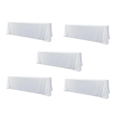 5-Pack White Polyester Rectangle Tablecloth 190gsm 90" x 156"