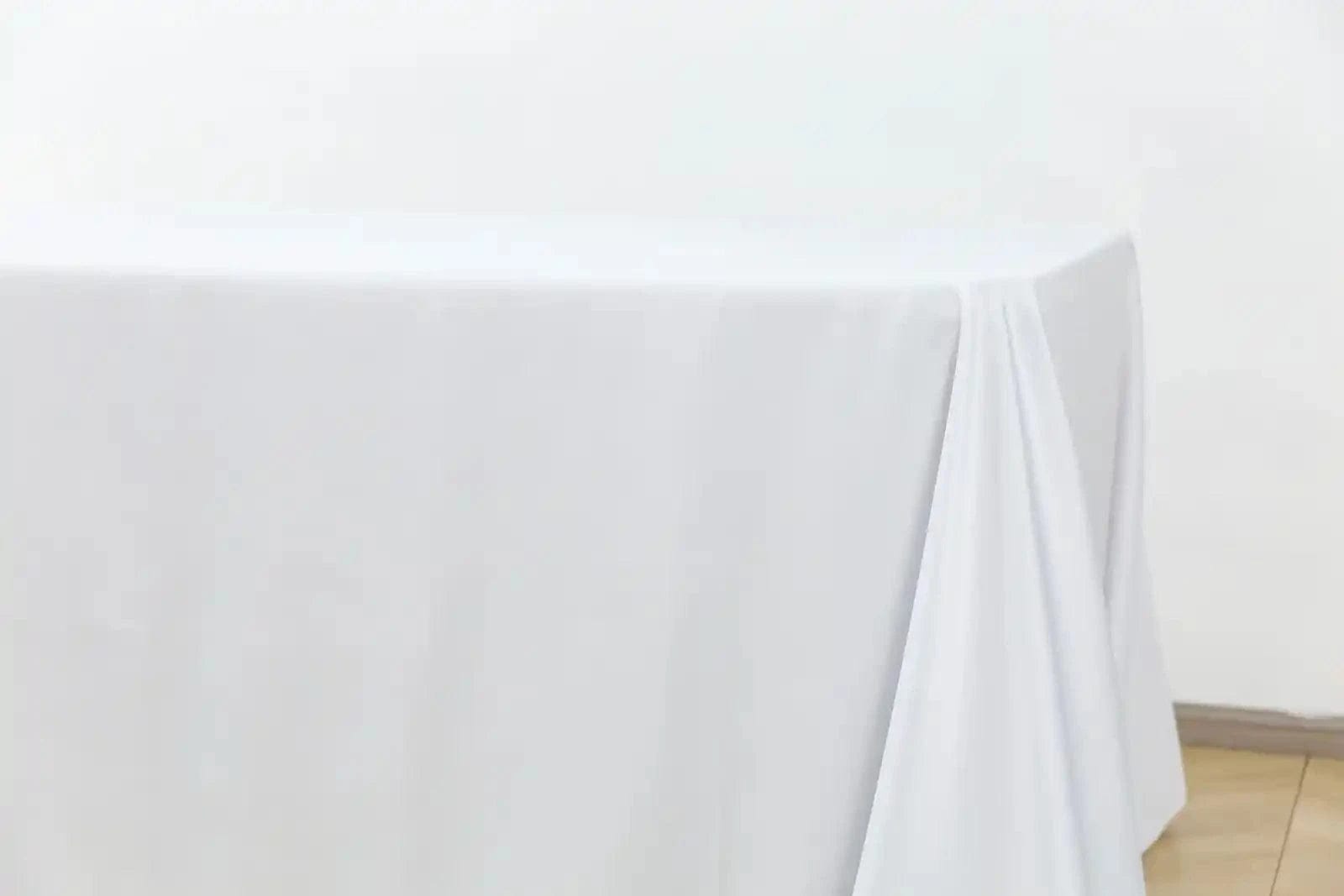 Chivari 5-Pack White Polyester Rectangle Tablecloth 190gsm 90" x 156" SX-TABLPOLY-90156-WHT-5