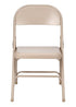Chivari 100 Beige Metal Folding Chairs + 12 Plastic Round Table Kit CFMBE-100-12RD-KT