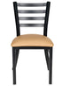 Chivari Ladder Back Restaurant Chair with Black Metal Frame and Tan Vinyl Seat CLMBVT-ZF-KT