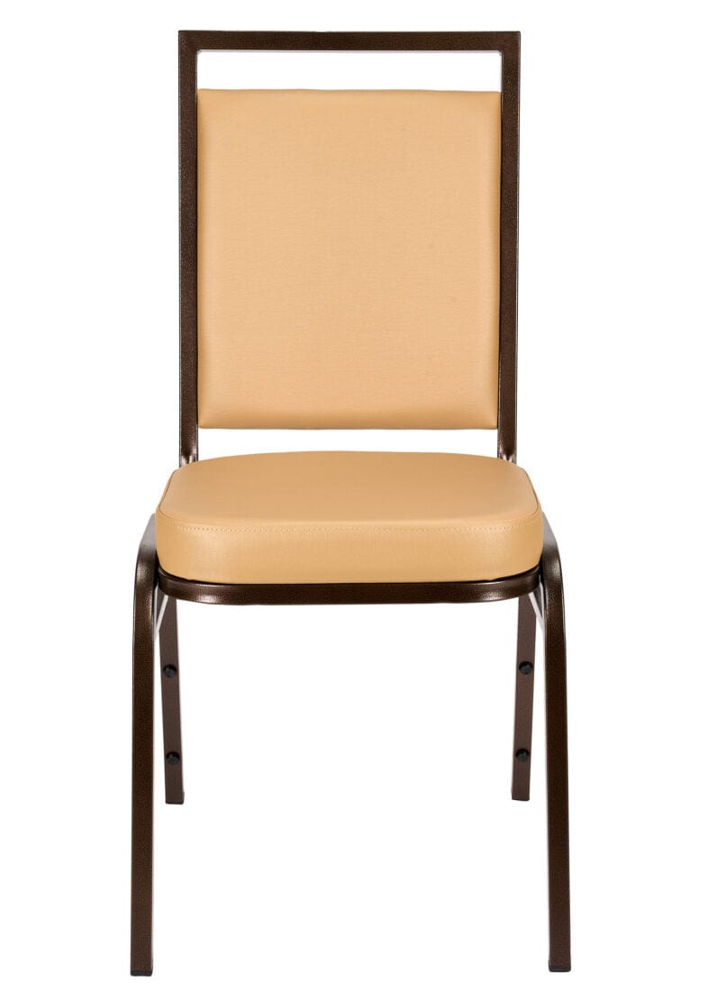 Chivari Tan Vinyl on Copper Vein Steel Frame Square Back Banquet Chair CQSVTN-ZF-T