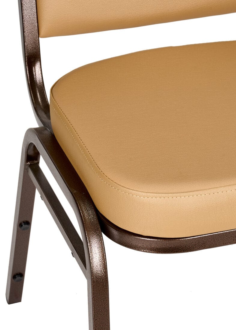 Chivari Tan Vinyl on Copper Vein Steel Frame Square Back Banquet Chair CQSVTN-ZF-T