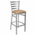 Chivari Ladder Back Bar Stool with Silver Frame and Tan Vinyl Seat BLMSVT-ZF-KT