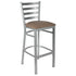 Chivari Ladder Back Bar Stool with Silver Frame and Taupe Vinyl Seat BLMSVTP-ZF-KT