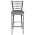 Chivari Ladder Back Bar Stool with Silver Frame and Taupe Vinyl Seat BLMSVTP-ZF-KT