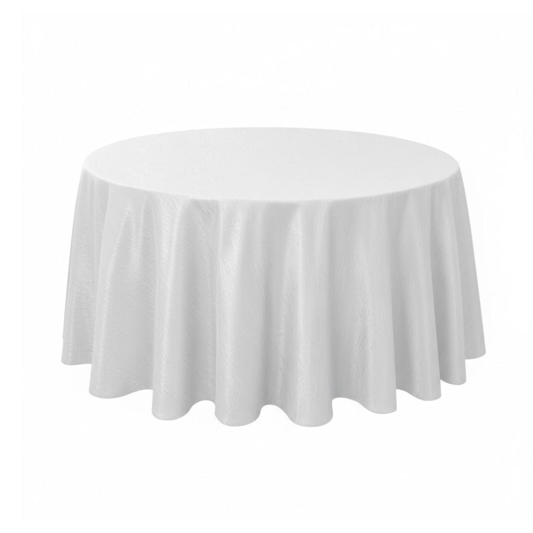 Chivari White 120" Round Tablecloth Majesti Dupionic TBC-120R067S-A1