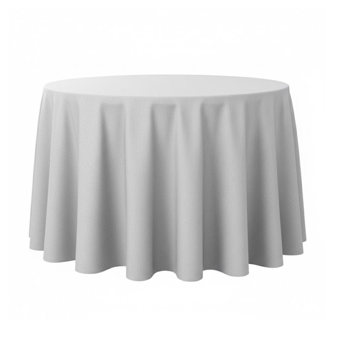 Chivari White 132" Round Tablecloth Majesti Dupionic TBC-132R067S-A1
