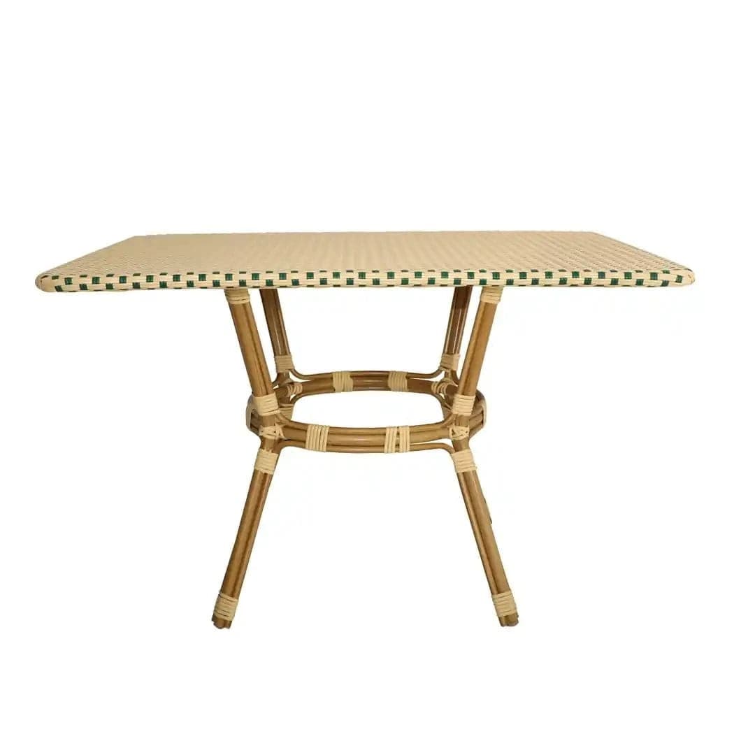 Toulouse 48" x 36" Glass Top Beige and Green French Bistro Table TBTP4836BG-KT-AX-T