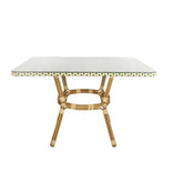 48" x 36" Glass Top Beige and Green French Bistro Table